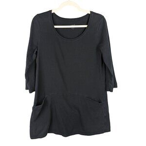 J. Jill Purejill Black Pima Cotton Tunic 3/4 Sleeve Size SMALL